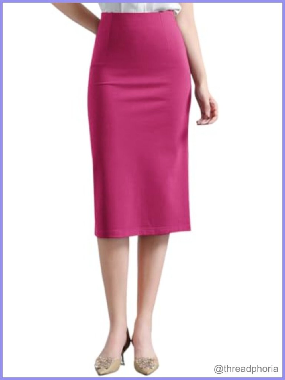 Women's Classic Below Knee Pencil Skirt Stretch Midi Work Business Casual